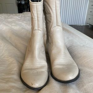Cream mini cowgirl boots